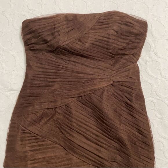 Alfred Angelo Chocolate Brown Strapless Tulle Formal Dress Size 10 - Picture 15 of 15